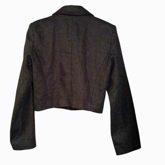NWT ABERCROMBIE & FITCH 100% Linen Black Crop Blazer M - Picture 7 of 10